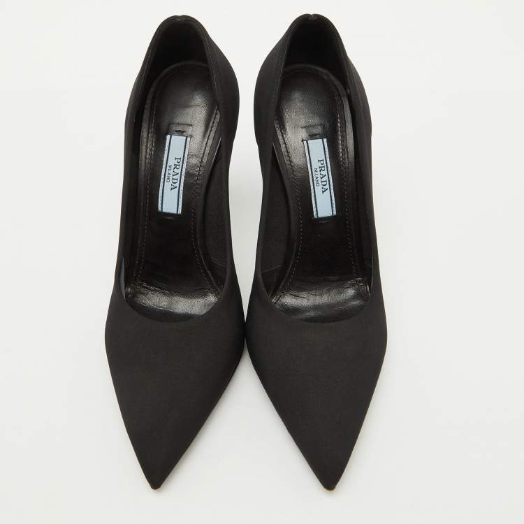 Pre Owned Prada Black Fabric Pointed Toe Pumps Size 36