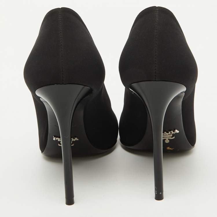 Pre Owned Prada Black Fabric Pointed Toe Pumps Size 36