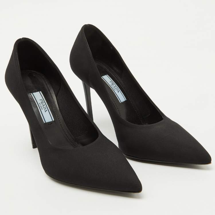 Pre Owned Prada Black Fabric Pointed Toe Pumps Size 36