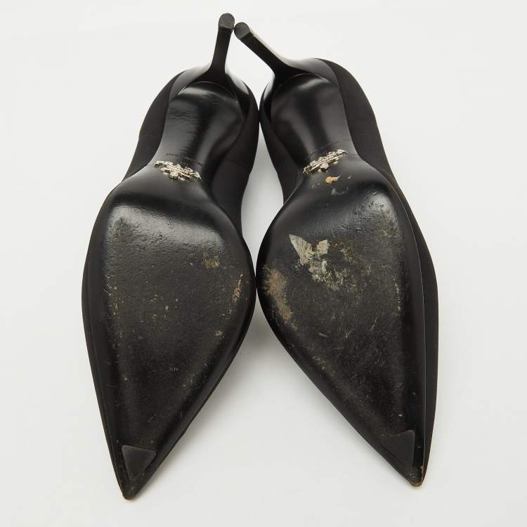 Pre Owned Prada Black Fabric Pointed Toe Pumps Size 36