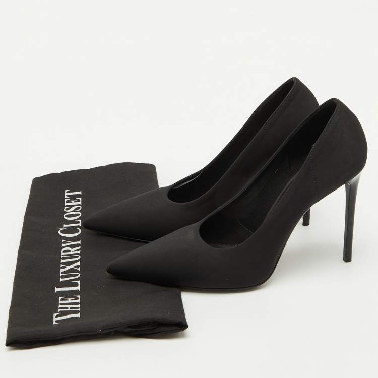 Pre Owned Prada Black Fabric Pointed Toe Pumps Size 36