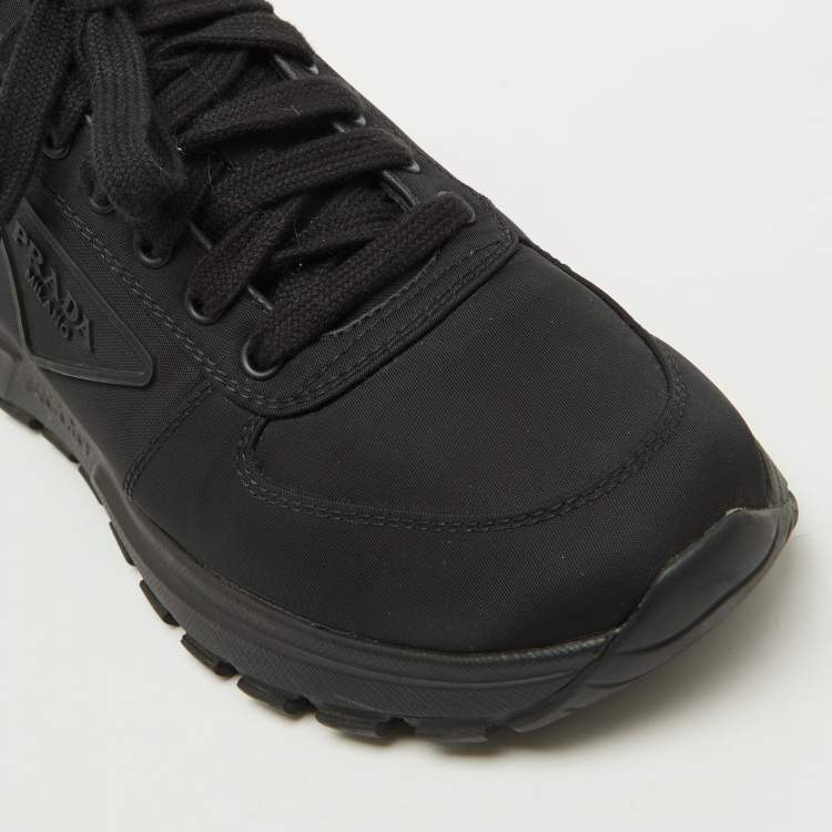 Pre Owned Prada Black Nylon Prax Logo Low Top Sneakers Size 37