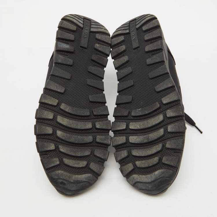 Pre Owned Prada Black Nylon Prax Logo Low Top Sneakers Size 37