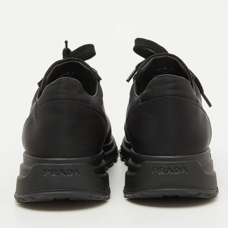 Pre Owned Prada Black Nylon Prax Logo Low Top Sneakers Size 37