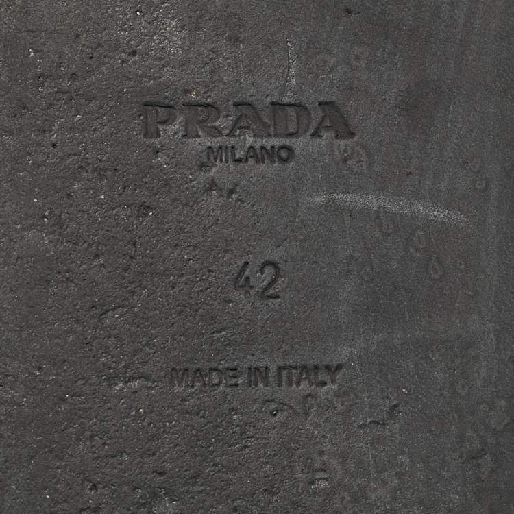 Pre Owned Prada Brown Satin Ostrich Feather Embellished Flat Slides Size 42