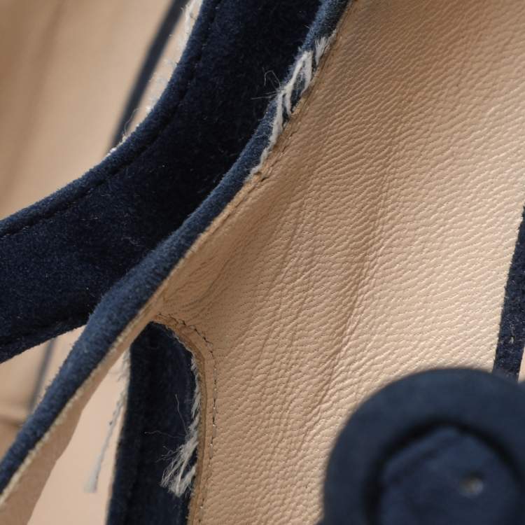 Pre Owned Prada Blue Suede Mary Jane Pumps Size 37