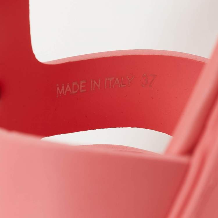 Pre Owned Prada Pink Rubber Monolith Sandals Size 37