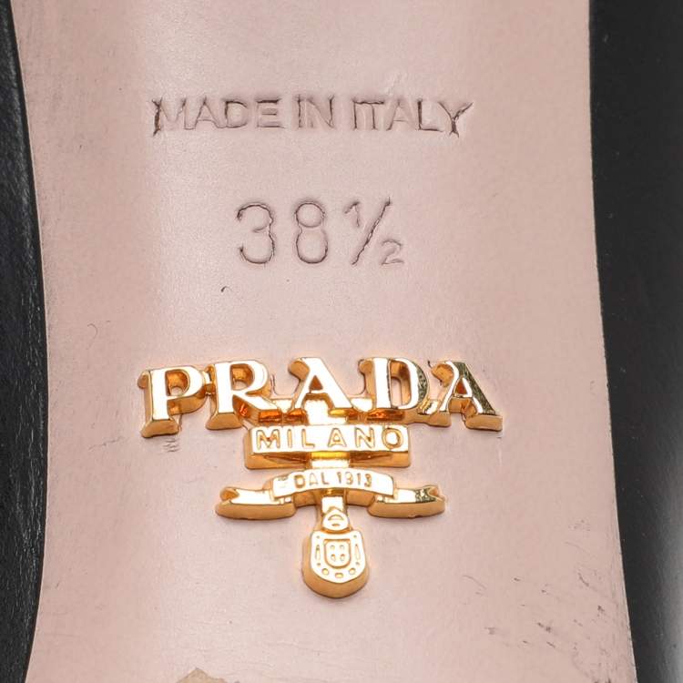 Pre Owned Prada Black Leather Pointed Toe Pumps Size 38.5