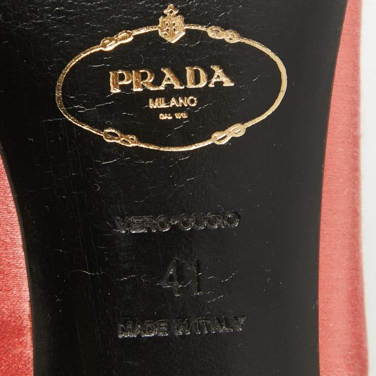 Pre Owned Prada Multicolor Leather and Satin Peep Toe Pumps Size 41