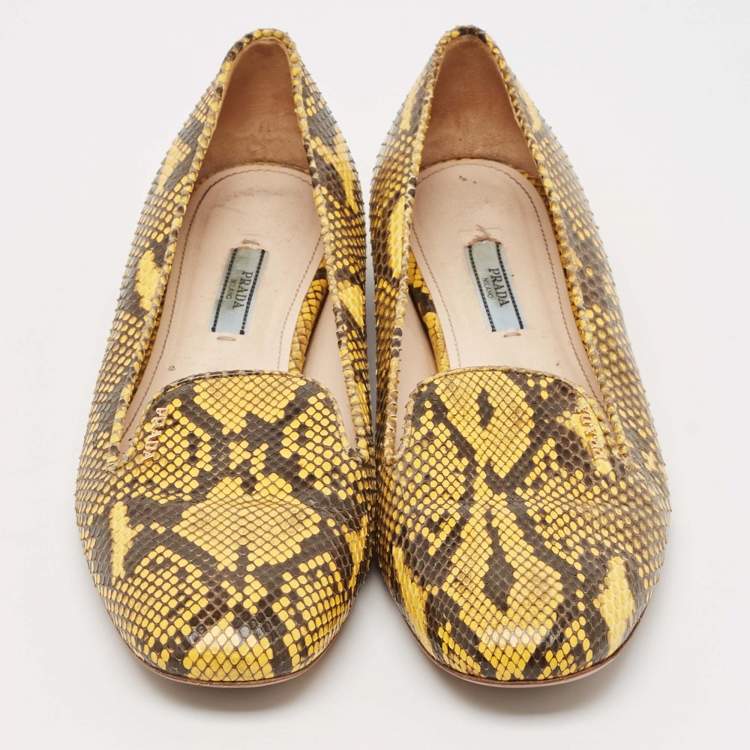 Pre Owned Prada Two Tone Snakeskin Smoking Slippers Size 40