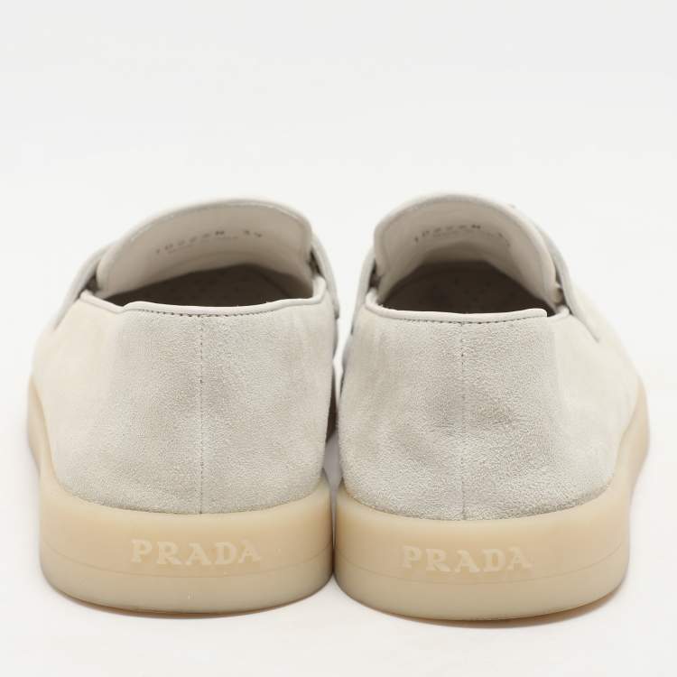 Pre Owned Prada Off White Suede Logo Loafers Size 39