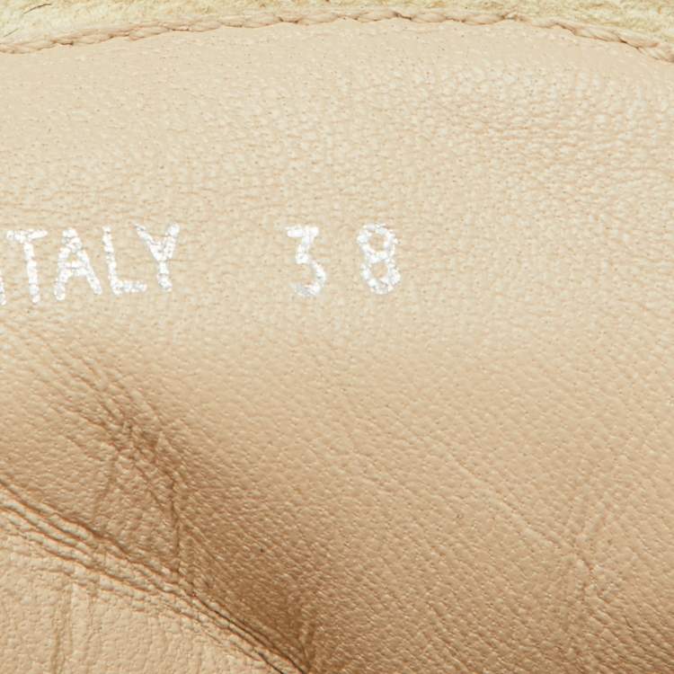 Pre Owned Prada White Leather Platform Espadrille Lace Up Sneakers Size 38