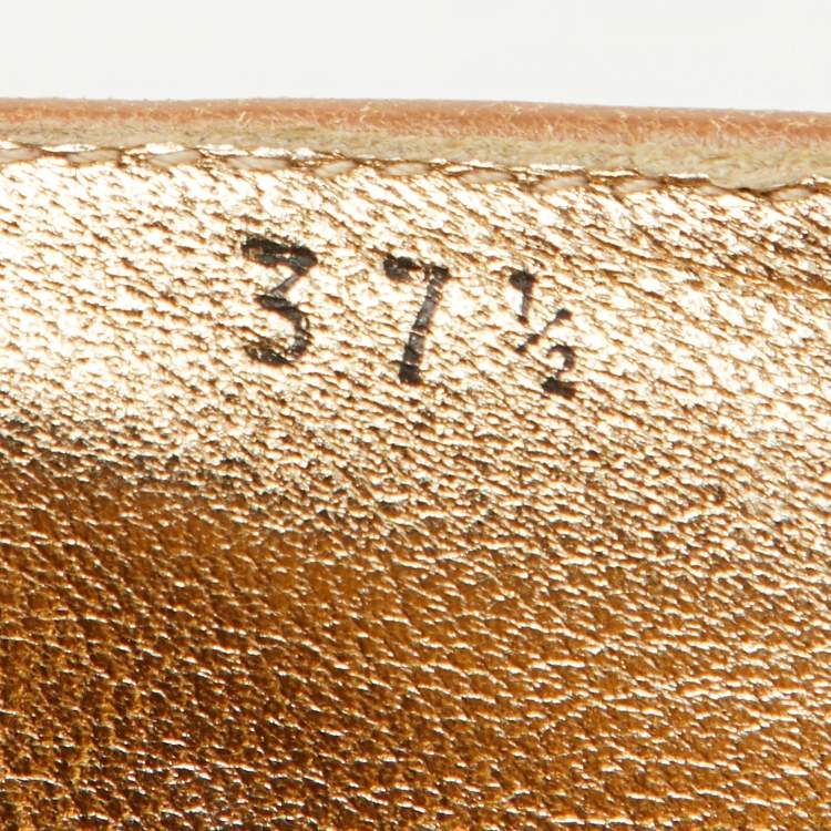 Pre Owned Prada Beige Leather Platform Espadrille Flats Size 37.5