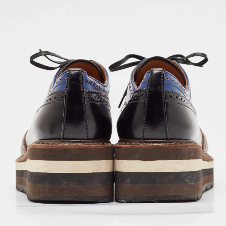 Pre Owned Prada Multicolor Leather Brogues Oxfords Size 38.5