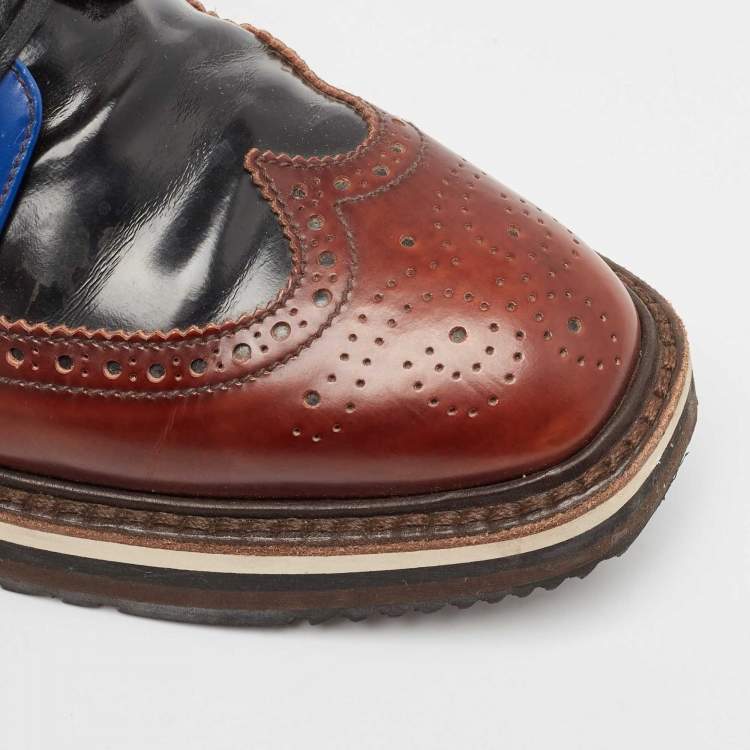 Pre Owned Prada Multicolor Leather Brogues Oxfords Size 38.5