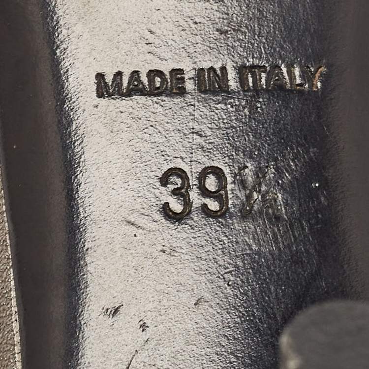 Pre Owned Prada Metallic Leather Crystal Embellished Slide Sandals Size 39.5