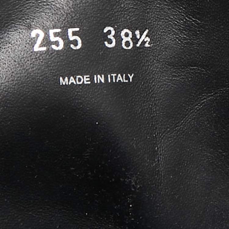 Pre Owned Prada Black Leather and Nylon Monolith Ankle Boots Size 38.5