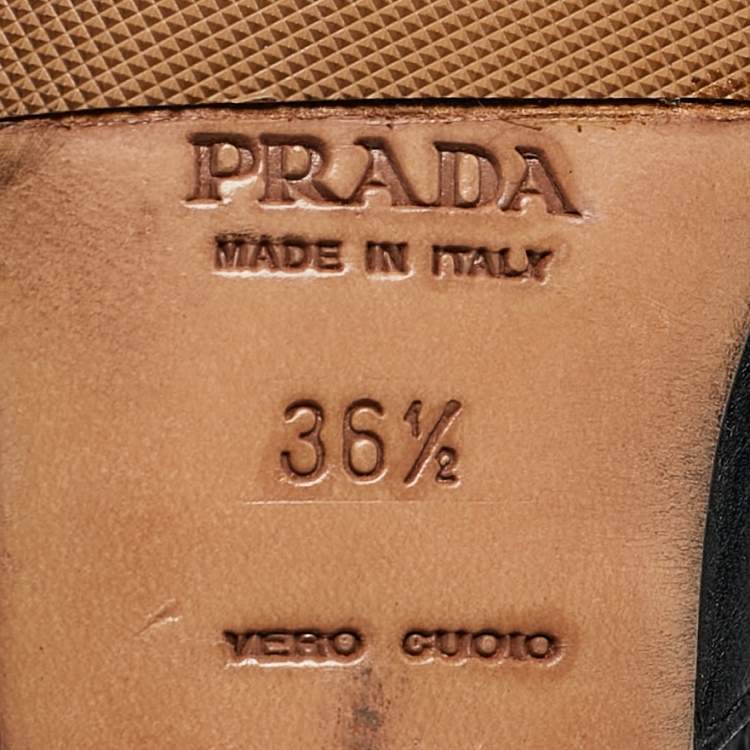 Pre Owned Prada Black Leather Pointed Toe Slingback Pumps Size 36.5