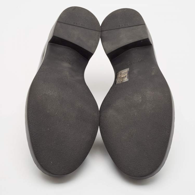 Pre Owned Prada Black Brushed Leather Slip On Loafers Size 38