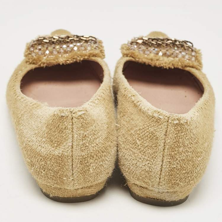 Pre Owned Prada Brown Wool Smoking Slippers Size 38.5