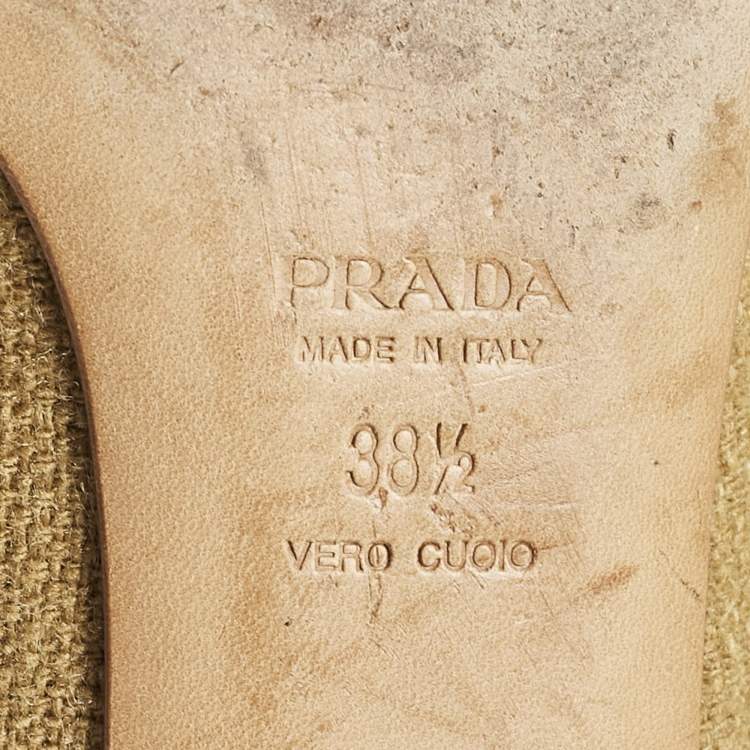 Pre Owned Prada Brown Wool Smoking Slippers Size 38.5