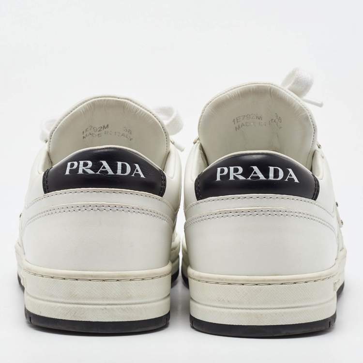 Pre Owned Prada White Leather Downtown Low Top Sneakers Size 38