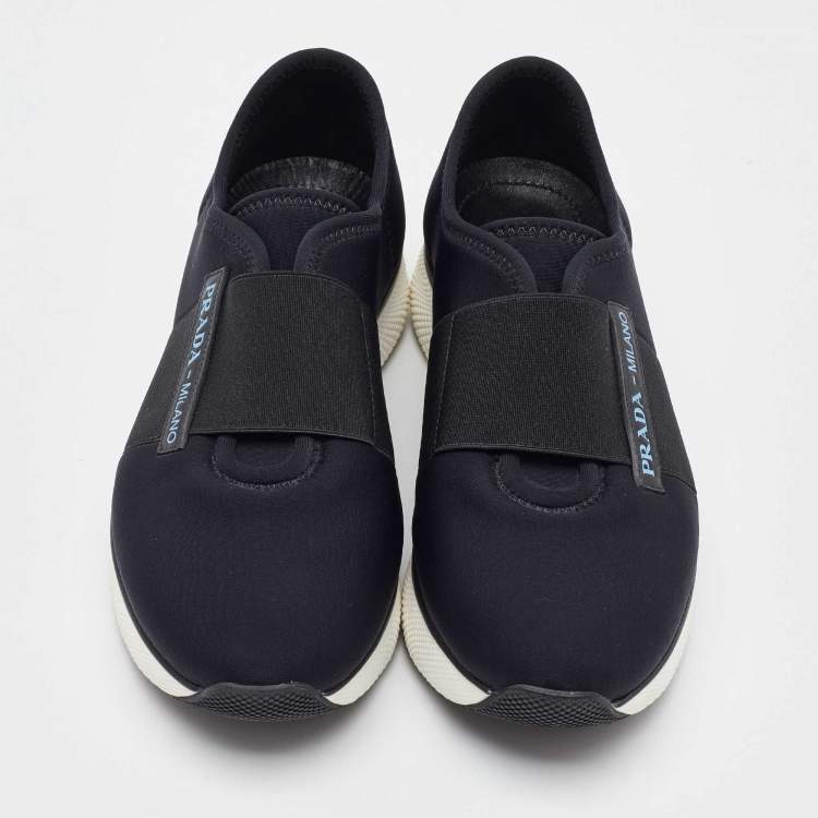Pre Owned Prada Black Neoprene Slip On Sneakers Size 37.5
