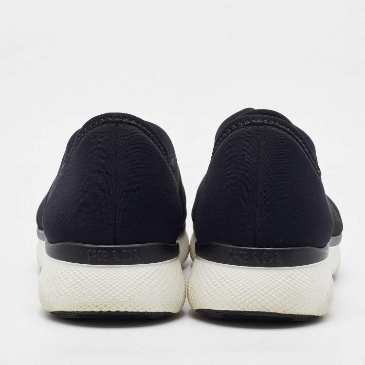 Pre Owned Prada Black Neoprene Slip On Sneakers Size 37.5
