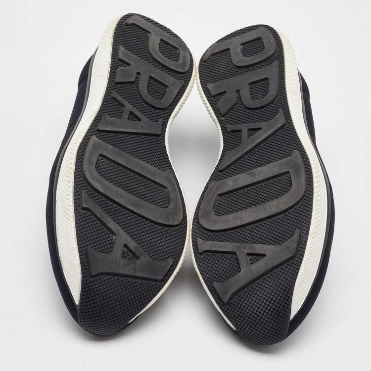Pre Owned Prada Black Neoprene Slip On Sneakers Size 37.5