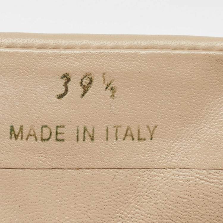 Pre Owned Prada Beige Quilted Leather Slingback Platform Sandals Size 39.5