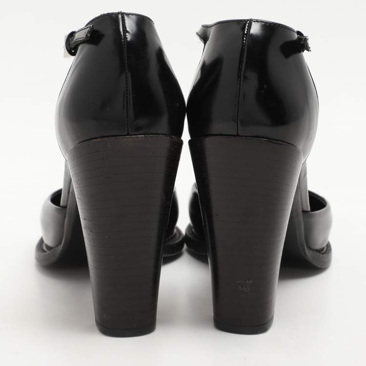 Pre Owned Prada Brown Leather D'orsay Ankle Strap Pumps Size 38