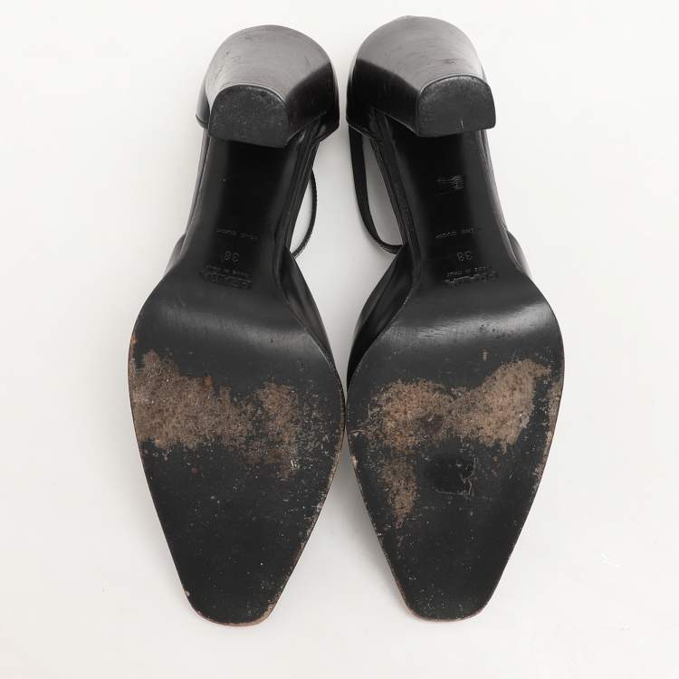 Pre Owned Prada Brown Leather D'orsay Ankle Strap Pumps Size 38