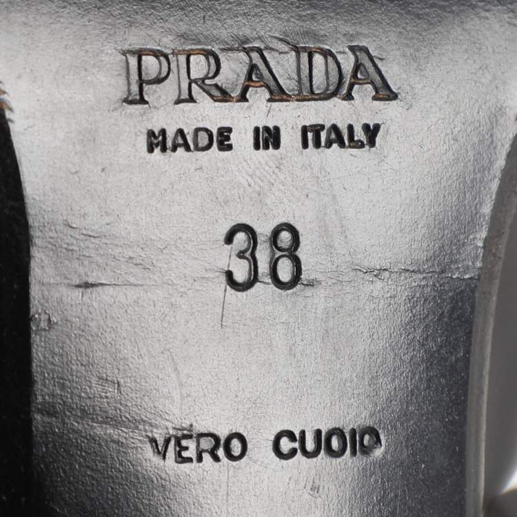 Pre Owned Prada Brown Leather D'orsay Ankle Strap Pumps Size 38