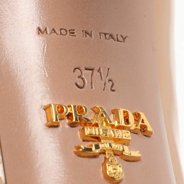 Pre Owned Prada Nude Patent Leather Peep Toe Pumps Size Size 37.5