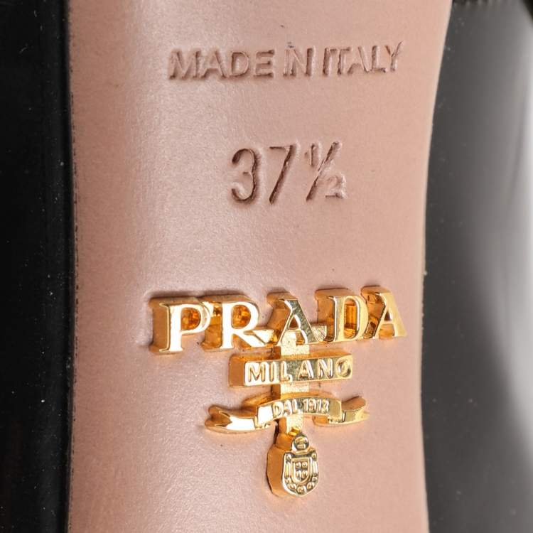 Pre Owned Prada Black Patent Leather Platform Pumps Size 37.5