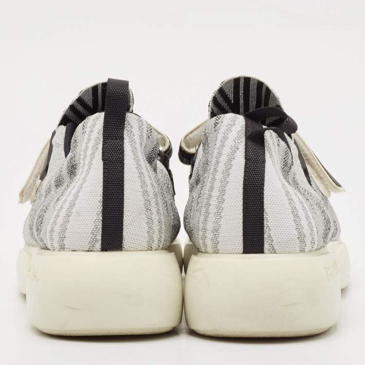 Pre Owned Prada Grey/Black Glitter Fabric Cloudbust Sneakers Size 38.5