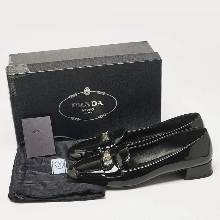 Pre Owned Prada Black Patent Leather Loafers Pumps Size 40