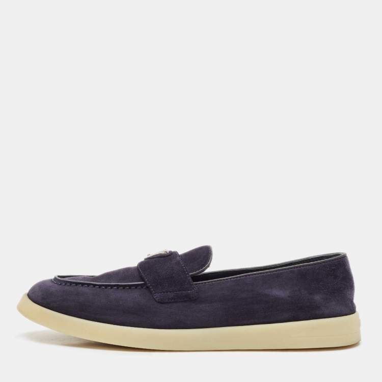 Pre Owned Prada Navy Blue Suede Penny Loafers Size 39