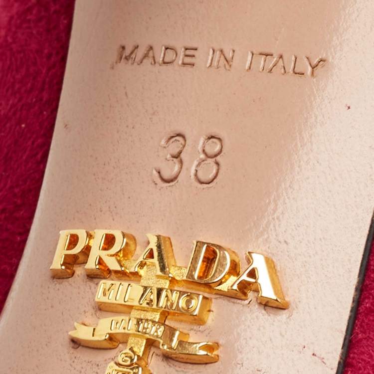 Pre Owned Prada Magenta Suede Platform Pumps Size 38