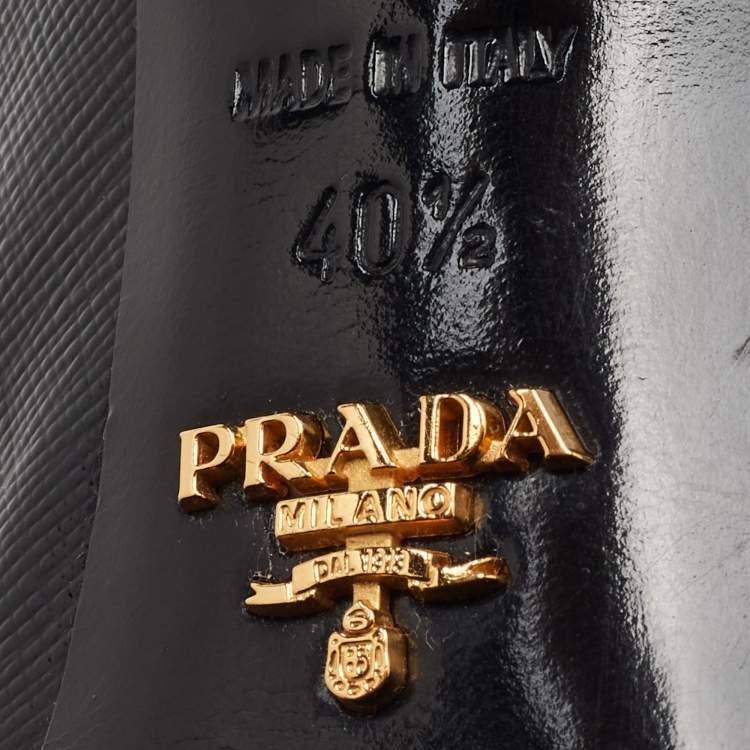 Pre Owned Prada Black Saffiano Patent Leather Platform Pumps Size 40.5