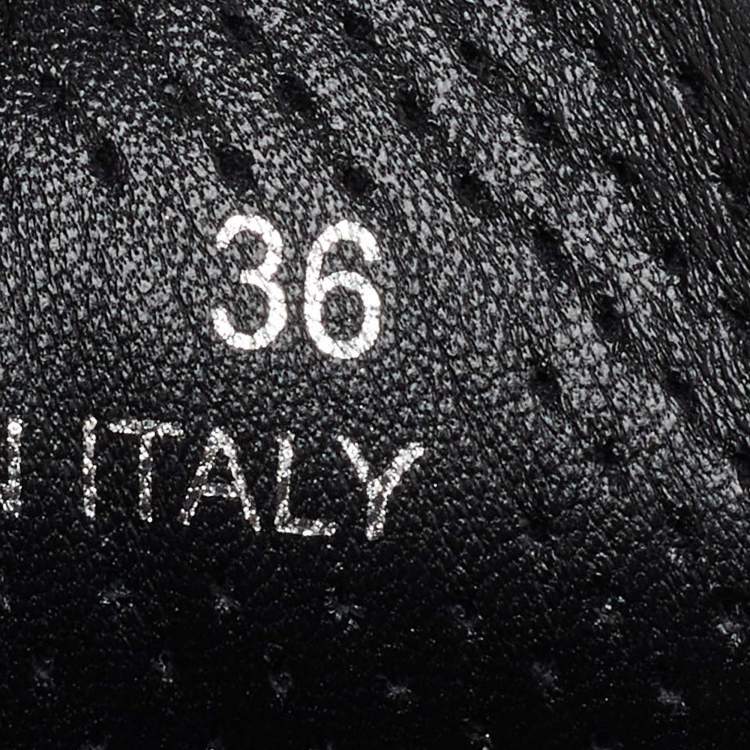 Pre Owned Prada Black Leather Triangle Logo Plaque Low Top Sneakers Size 36
