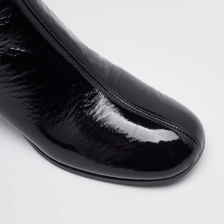 Pre Owned Prada Black Patent Leather Over The Knee Boots Size 37.5