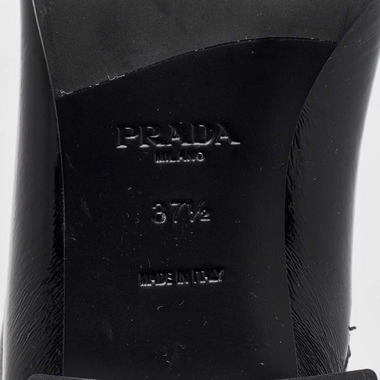 Pre Owned Prada Black Patent Leather Over The Knee Boots Size 37.5