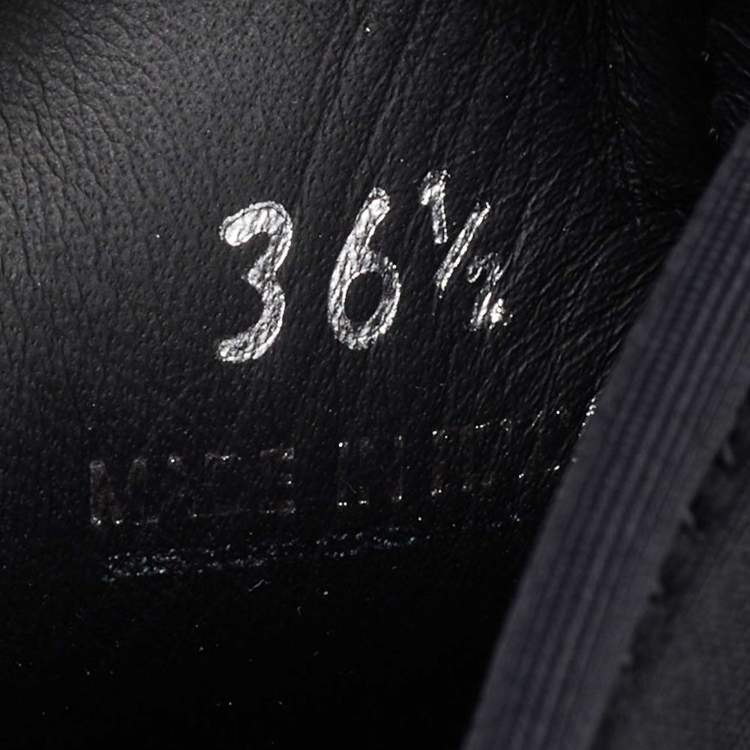 Pre Owned Prada Black Neoprene and Rubber Monolith Ankle Length Boots Size 36.5