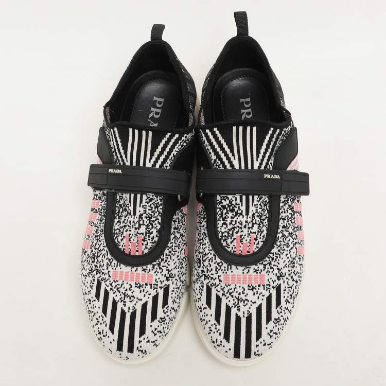 Pre Owned Prada Multicolor Knit Fabric Low Top Sneakers Size 41
