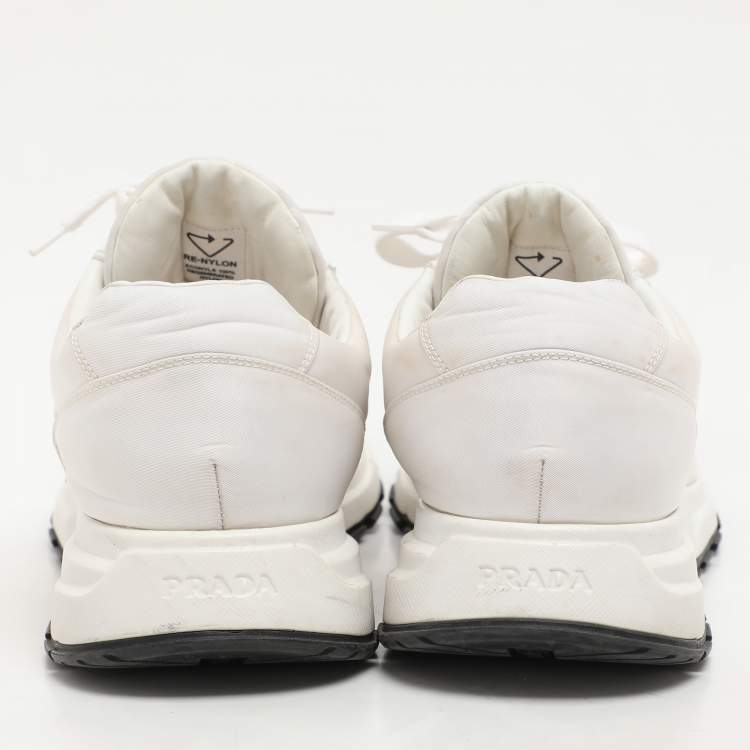 Pre Owned Prada White Nylon Re-Nylon Lace Up Sneakers Size 44
