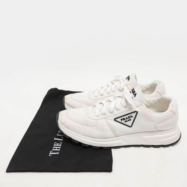Pre Owned Prada White Nylon Re-Nylon Lace Up Sneakers Size 44