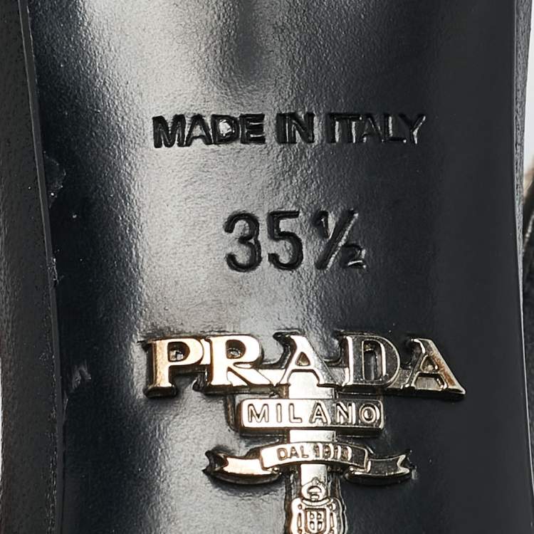 Pre Owned Prada Black Pleated Leather Slingback Pumps Size 35.5