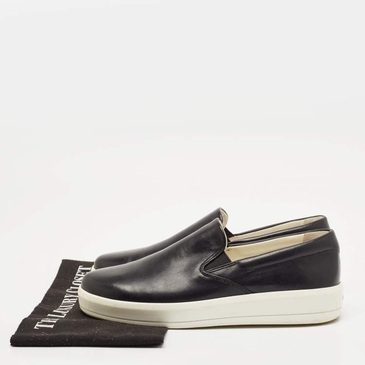 Pre Owned Prada Black Leather Slip On Sneakers Size 40