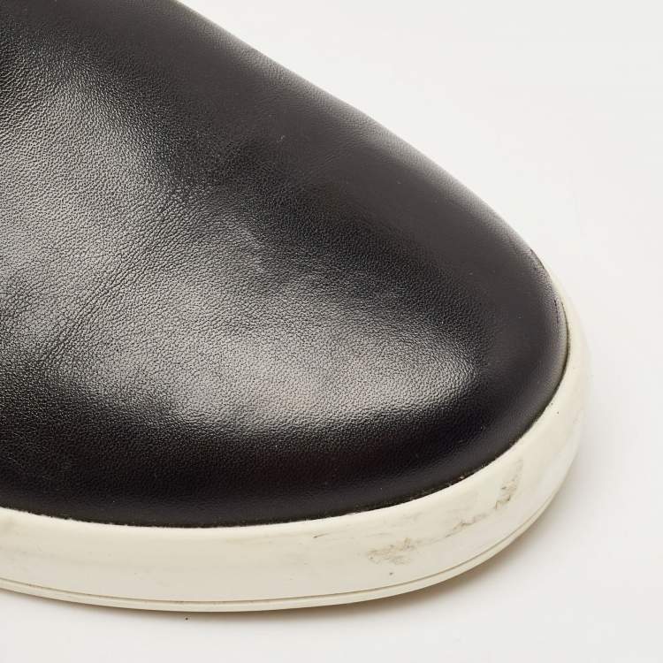 Pre Owned Prada Black Leather Slip On Sneakers Size 40